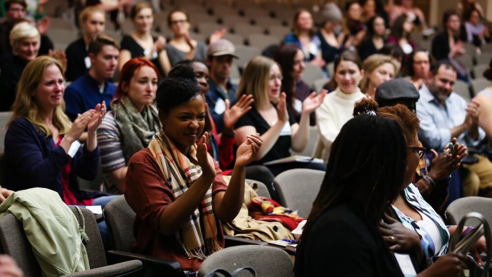 Above: Photo of Statera National Conference participants moments after Nataki Garrett's 2018 keynote address in Milwuakee, WI. (Photo by Malloree Delayne Hill)