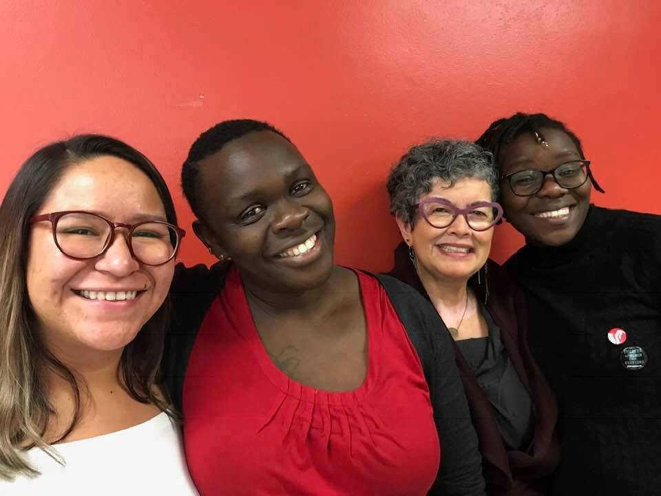 Sophie and Lydiah Dola (far right) with Yasmin Ruvalcaba Saludado and Jane Vogel of Advance Gender Equity in the Arts.